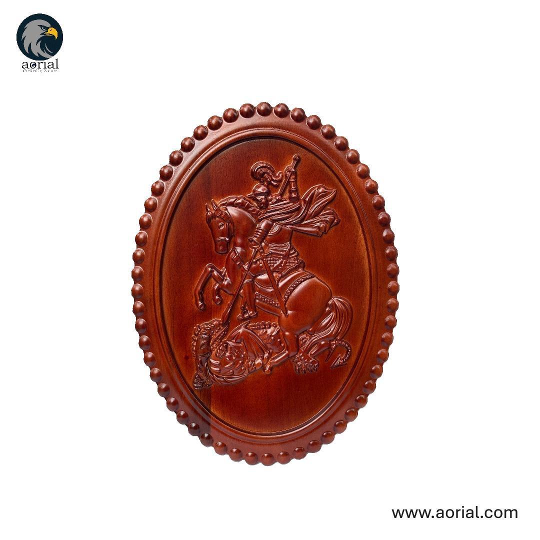 Wood Saint George Figure – Oval Design